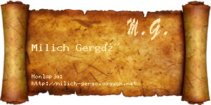 Milich Gergő névjegykártya
